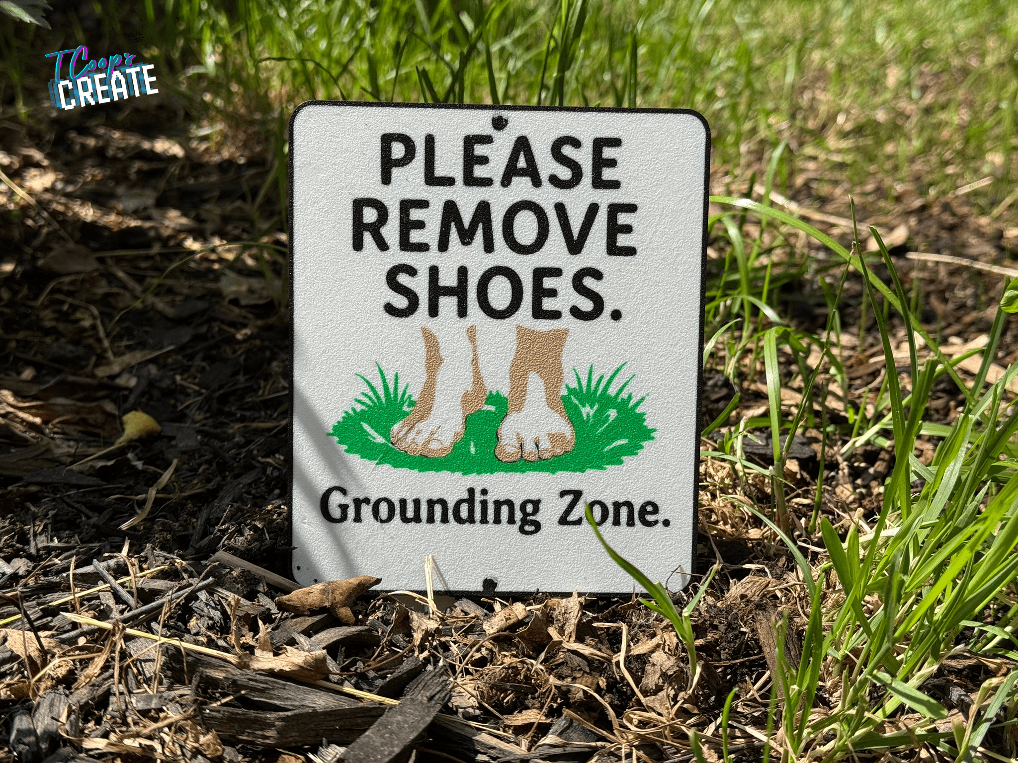 🦶🏼 Grounding Zone Please Remove Shoes Lawn Sign